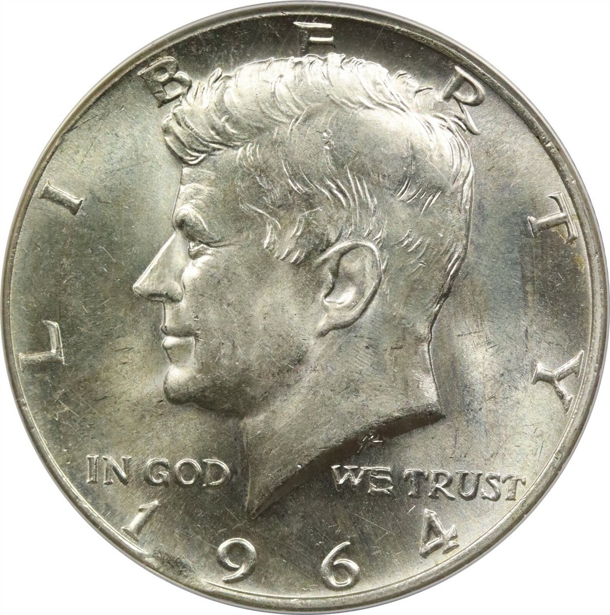 1964 50C ANACS MS 62 (Rim Clip 12.40 Grams) Kennedy Silver Half