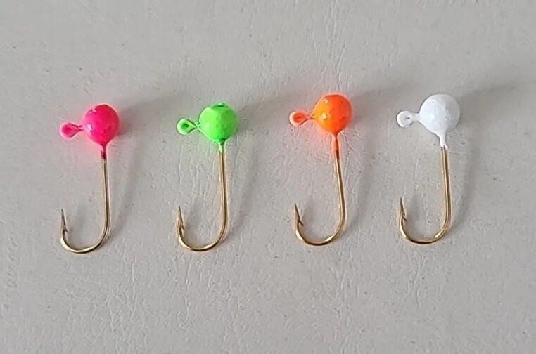 10 1/32oz BALL JIG HEADS NO COLLAR 8 Gold Hook Panfish