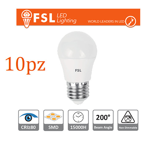 Scorta 10 Lampadine LED E27 G45 5.5W Luce Bianca Fredda 6500K 480lm