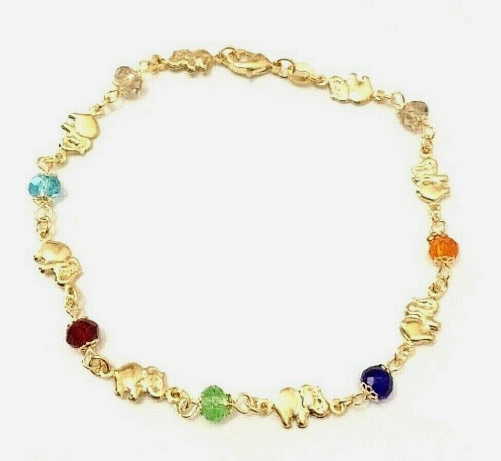 dauan jacari NY アンクルブレスレット　theelephant Alternating Crystal Elephant Stampato Bracelet in 10K Gold
