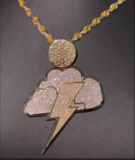 3Ct Round Real Moissanite STORM CLOUD Customize Pendant 14K Yellow Gold Plated