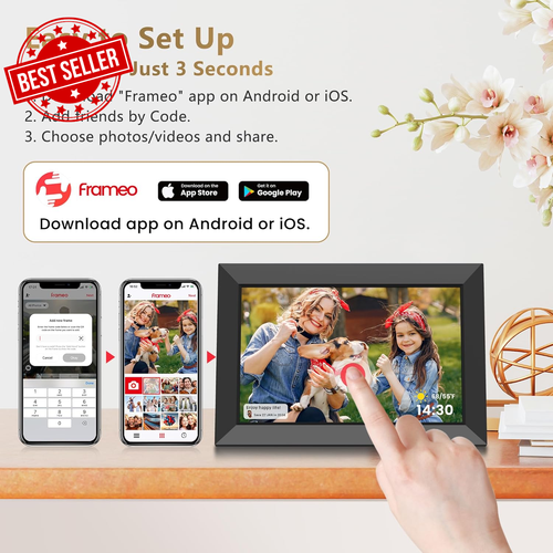 Frameo 10.1" WiFi Digital Photo Frame Touchscreen Instant Photo Sharing - Picture 3 of 12