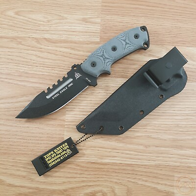 #ad TOPS Steel Eagle Fixed Knife 5quot; 1095HC Steel Blade Black Linen Micarta Handle $192.09