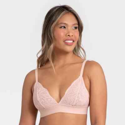 All.You.LIVELY Women's Longline Lace Bralette Orchid Pink Size Small