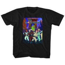 The Real Ghostbusters Kids T-Shirt Poster Black Tee