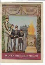 WWII Italian Art Military Postcard Scuola Militare Di Milano