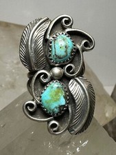 Turquoise ring size 5.75 Navajo long southwest sterling silver women