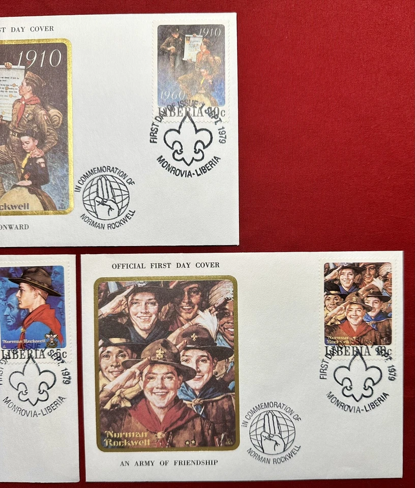 Lot Of 3 1979 Norman Rockwell Boy Scouts Official First Day Cover Unused - Image 3 of 4
