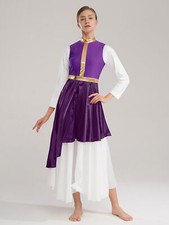 Women Liturgical Praise Dance Dress Metallic Patchwork Tunic Worship Dresses