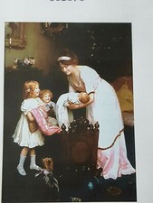 Kreuzstich Jugendstil Stickvorlage Stickbild "Mama legt ihr Baby in die Wiege"