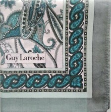 HANDKERCHIEF VINTAGE BANDANA GREEN PAISLEY PATTERN COTTON 17" POCKET SQUARE HANK