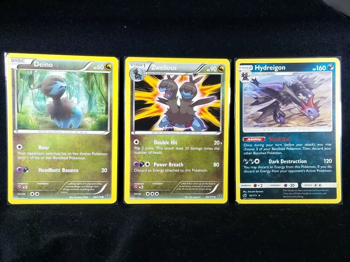 Pokemon evolve set Deino 84/114 Zweilous 85/114 Hydregion 62/111 MINT from  Pack