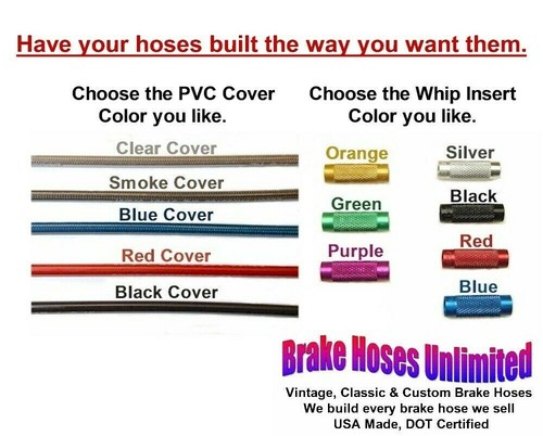 STAINLESS BRAKE HOSE SET Ford Custom, Custom 500, 1965 1966 - Front Disc - Picture 2 of 2