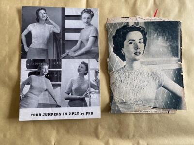 Original Strickanleitung um 1940 VIER PULLOVER IN 2-FÄDIG von P&B