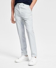 Calvin Klein Mens Slim Fit Solid Dress Pants Light Grey Gray 40 x 30 dr15