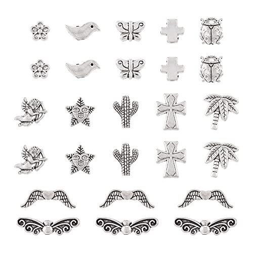 PandaHall 120pcs Alloy Chain Links – Antique Bronze & Silver, 2-Hole For Jewelry Making