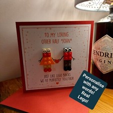 Personalised Word LEGO Brick People Handmade Happy Valentines Day Fiance Fiancee