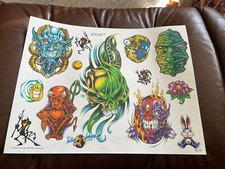 Lot 20 Vintage Tattoo flash art paper sheet William Webb II 2002 Devils