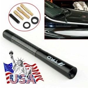 Black Universal 4.7/" Carbon Fiber Sports Car Antenna Adjustable TRD Logo Emblem