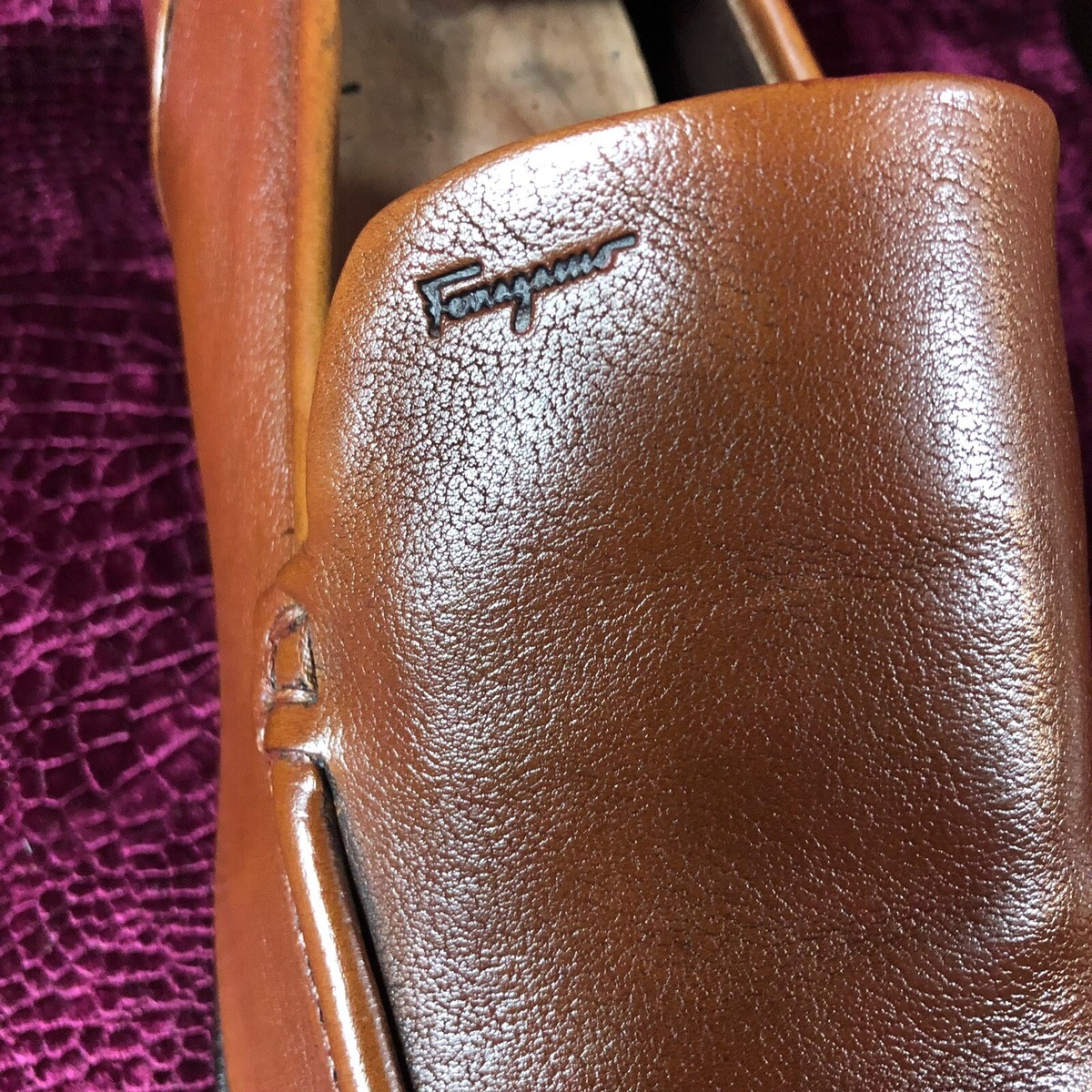 $960 Mens Vicuña Brown Ferragamo Leather Loafers Sz 10.5 D 