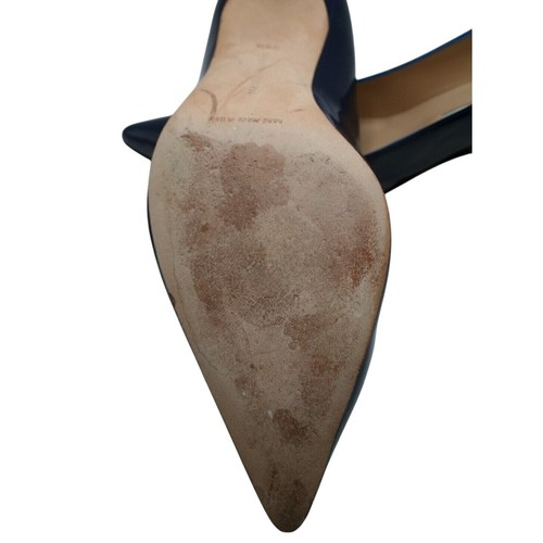 Manolo Blahnik Navy Patent Leather Heels Bow Cutout Size 9.5 (39.5) Designer - Picture 6 of 9