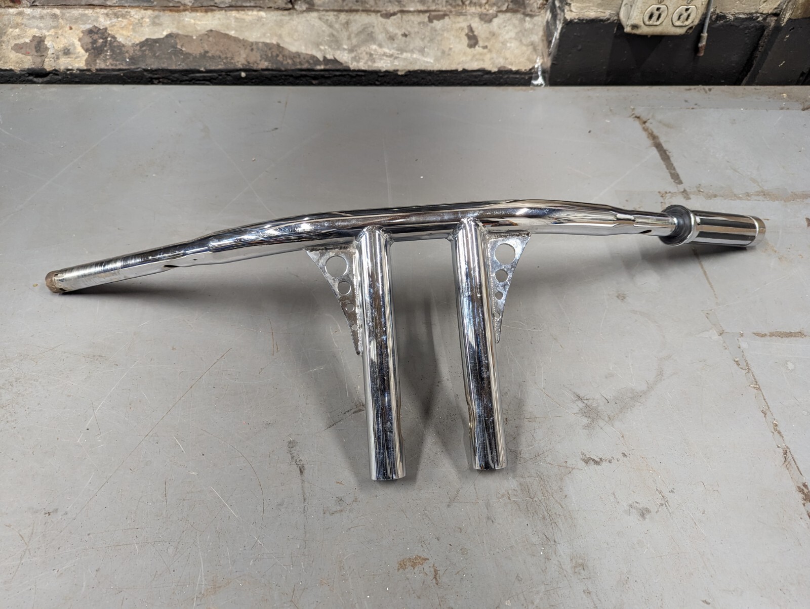 Harley Chrome 1 Piece Drag Handlebars Risers Sportster Shovelhead