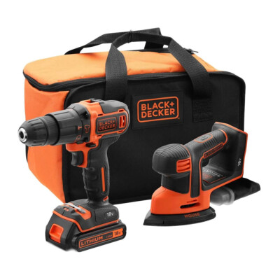 Black & Decker 18V Akku-Bohrschrauber BCD700S Mausschleifer BDCDS18 2 Akkus
