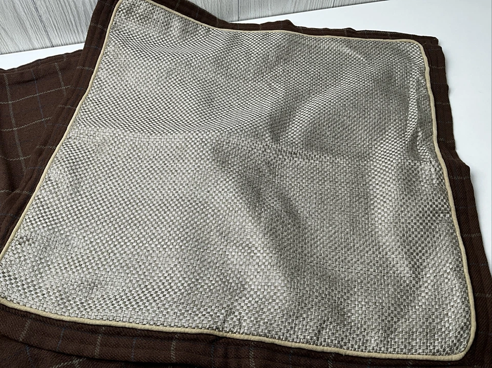 Basket Weave/Ratan Croscill Home Euro Pillow Sham 26" Brown Set of 2 - Image 2 of 4