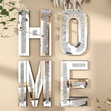 SHYFOY Home Letter Mirrored Wall Decor, Home Sign Crushed Diamond Home Decor