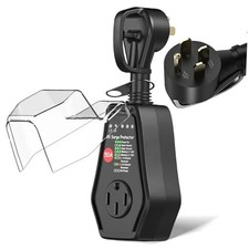 RV Surge Protector 50 Amp for Outdoor Travel 50Amp without LED Display Black