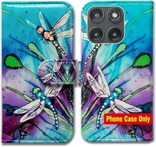 Case for Motorola Edge 2025, Cute Dragonfly Leather Flip Wallet Cover