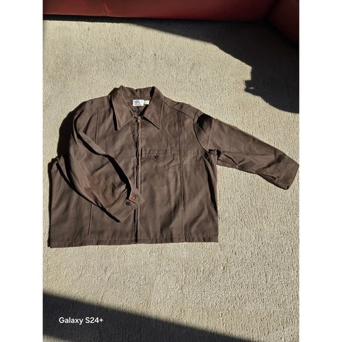 Riverside Mens Brown Work Jacket Full Zip Utility Coat Size 52 6C469 Vintage - product listing photo