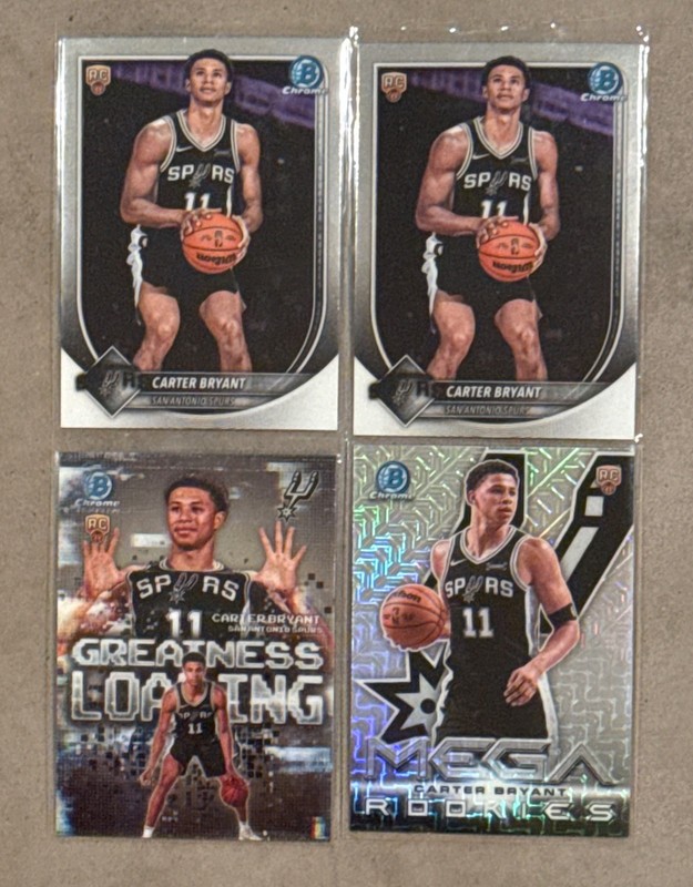 2025-2026 BOWMAN CHROME BASKETBALL CARTER BRYANT ROOKIE CARD LOT SPURS