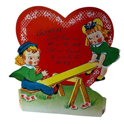 Vtg 40 s A - Meri-Card Teeter Totter P-144 Stand Up Card