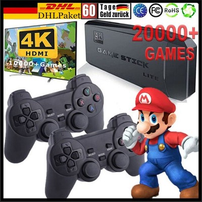 20000+ Retro Videospielkonsole 4K HD TV Spiel Stick 64GB w/2 Wireless Controller