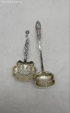 2 Vintage Sterling Silver Pierced Serving Spoons 40 Grams