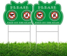 No Peeing/Pooping, Be Respectful Dog Sign, Keep Off The Grass Yard Sign Green