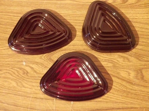 VTG MCM Anchor Hocking Manhattan RUBY Red Relish Inserts Set of 3