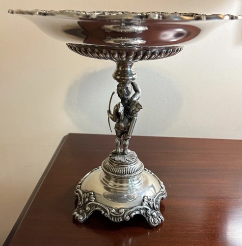 Vintage Art Nouveau Silver Plated Standing Cherub Compote Made In Spain - Picture 6 of 10