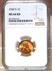 1950-S LINCOLN WHEAT CENT NGC MS66RD 932015