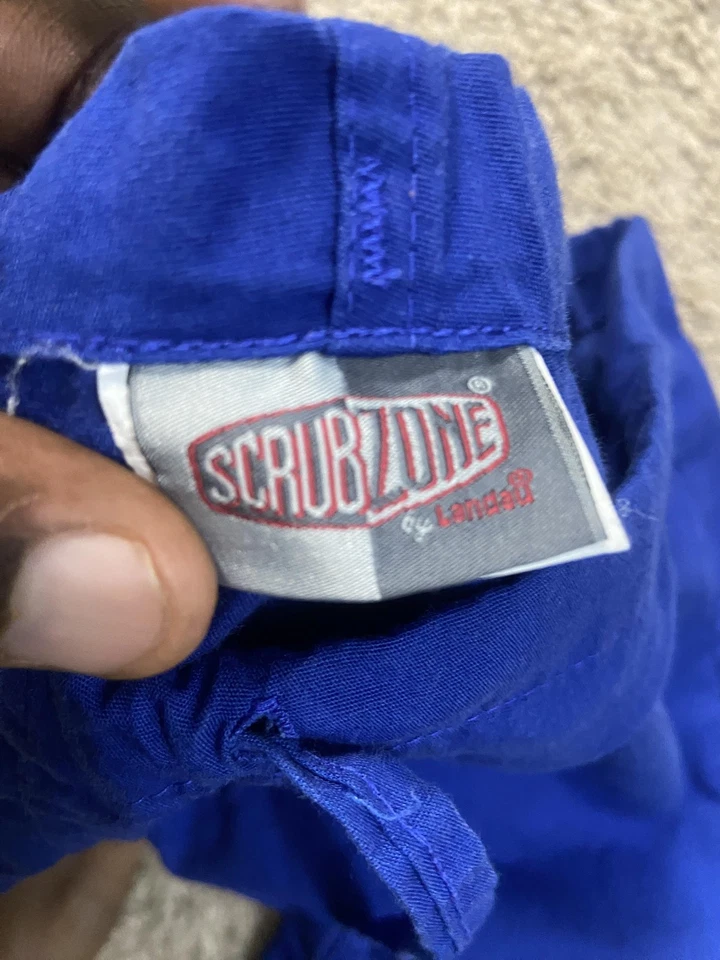 Pantalones ScrubZone Unisex Extra Pequeños Azul Cobalto Cordón Exfoliante Médico Landau Foto 3 de 4