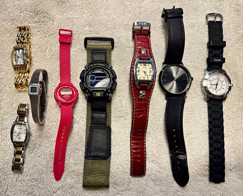 Casio G-Shock & Fossil Mixed Lot of 7 Wristwatches Assorted Styles/Straps