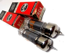 Matched NOS PAIR RCA USA 6CZ5 Black Plate Juke Box Tubes Tall Bottle 6973-Sub