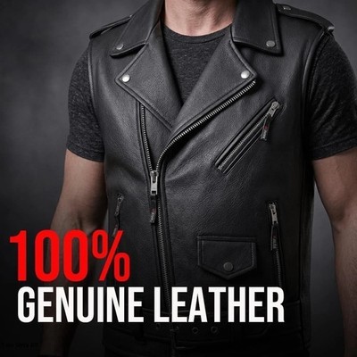 Men's Classic Buffalo Leather Motorcycle Biker Vintage Cruiser Style Vest