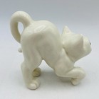 Vintage Ceramic Kitten Cat White Amber Eyes Quon Quon Japan MCM XXXI — photo 3