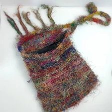 OOAK Handmade Crochet Boho Hippie Festival Bag Purse Colorful Yarn Crossbody