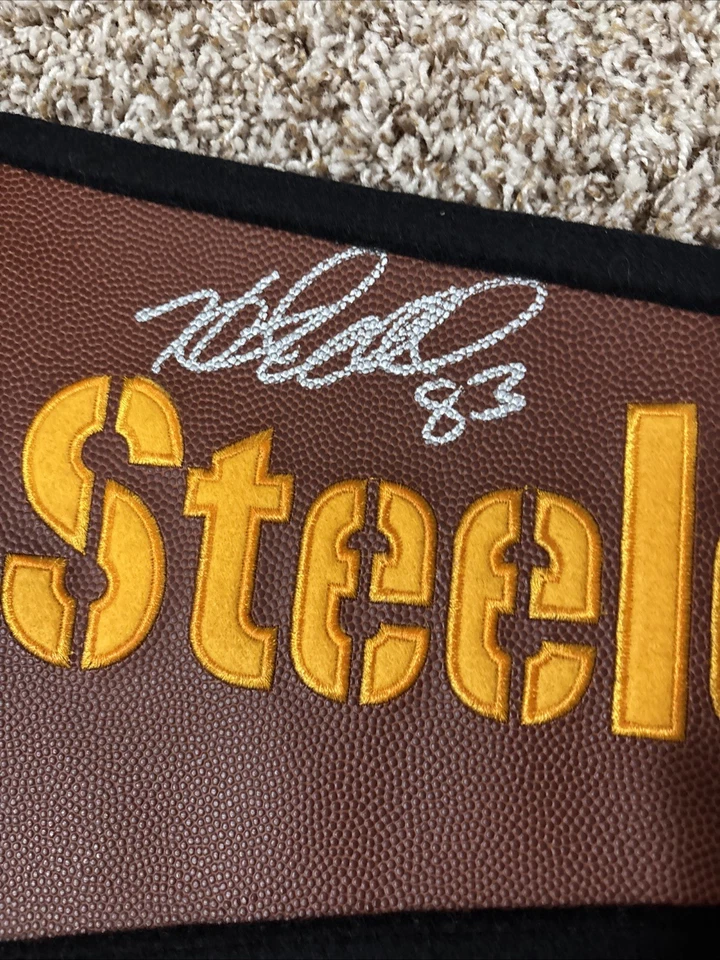 Banderín de piel de cerdo de los Steelers firmado por Heath Miller y Antonio Brown EST 1933 automático Foto 3 de 4