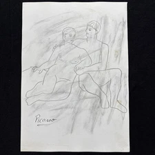 Pablo Picasso (Handmade) Drawing mixed media on paper signed & stamped