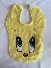Vintage Baby Looney Tunes Tweety Bird Bib Full Coverage Cotton Embroidered
