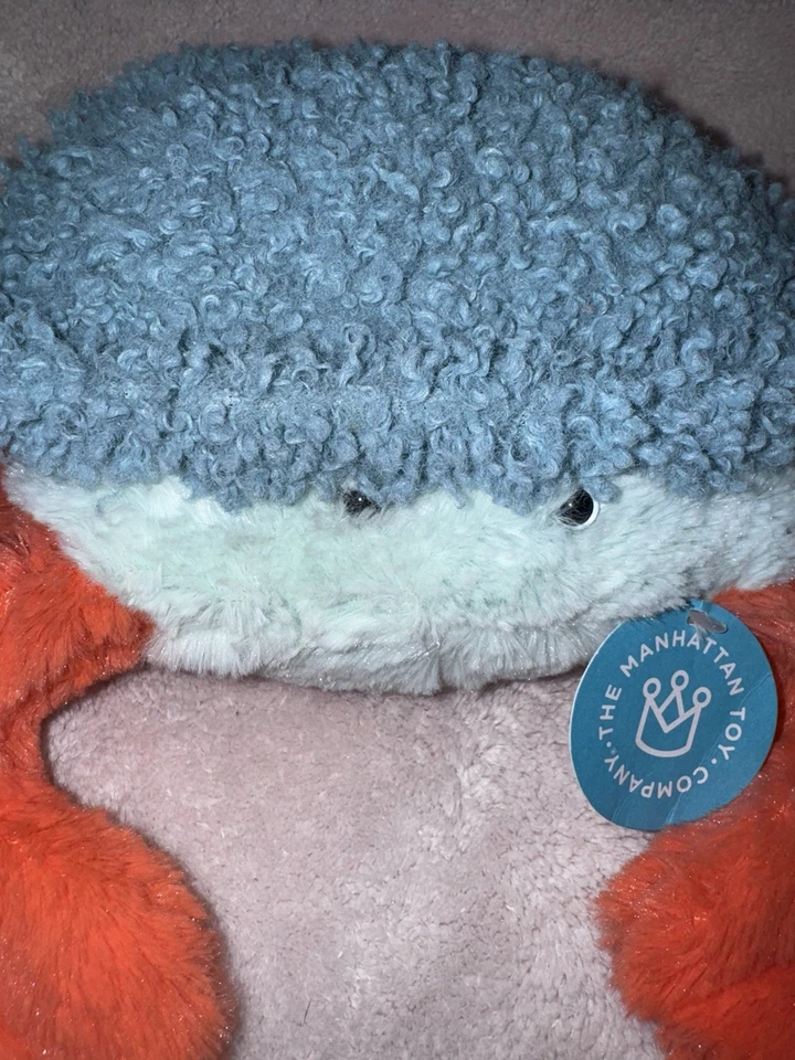 Manhattan Toy Co Cangrejo Sheldon Coral Naranja y Azul Felpa Océano Mar Niño Decoración 11” Foto 3 de 4